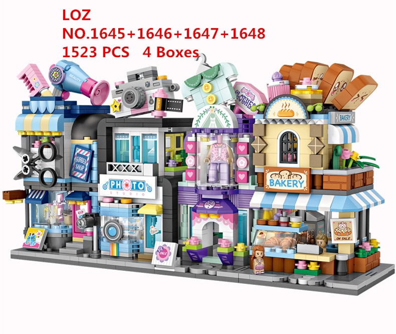 4pcs/set LOZ Street mini Blocks Kids Building Toys Girls Puzzle Holiday Gift 1621-1624 1625-1628 1629-1632 1633-1636 1653-1656