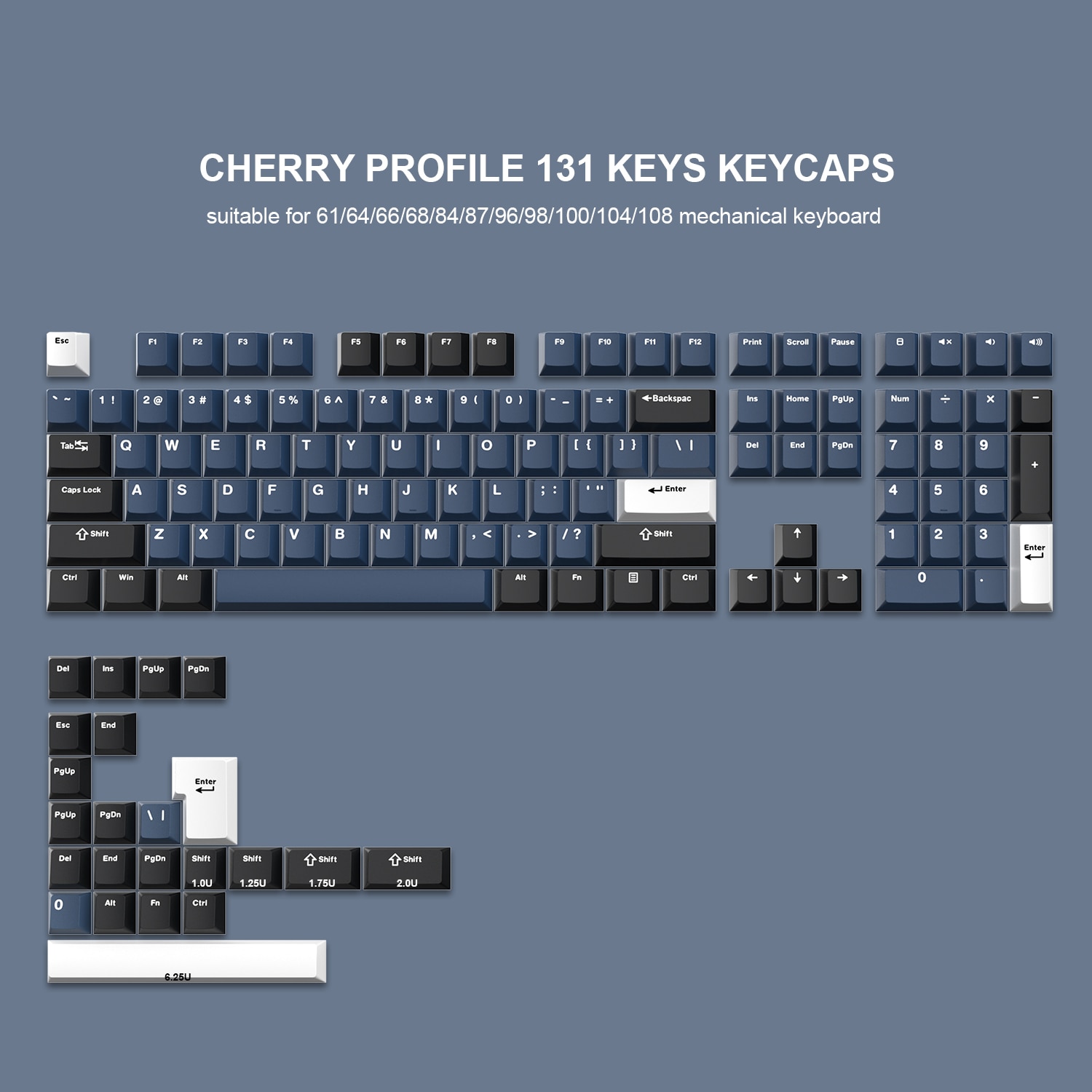 132 Keys PBT Keycaps Cherry Profile Purple Double Shot Set for Mechanical Gamer Keyboard For GK61 Anne Pro 2 Gateron Switches
