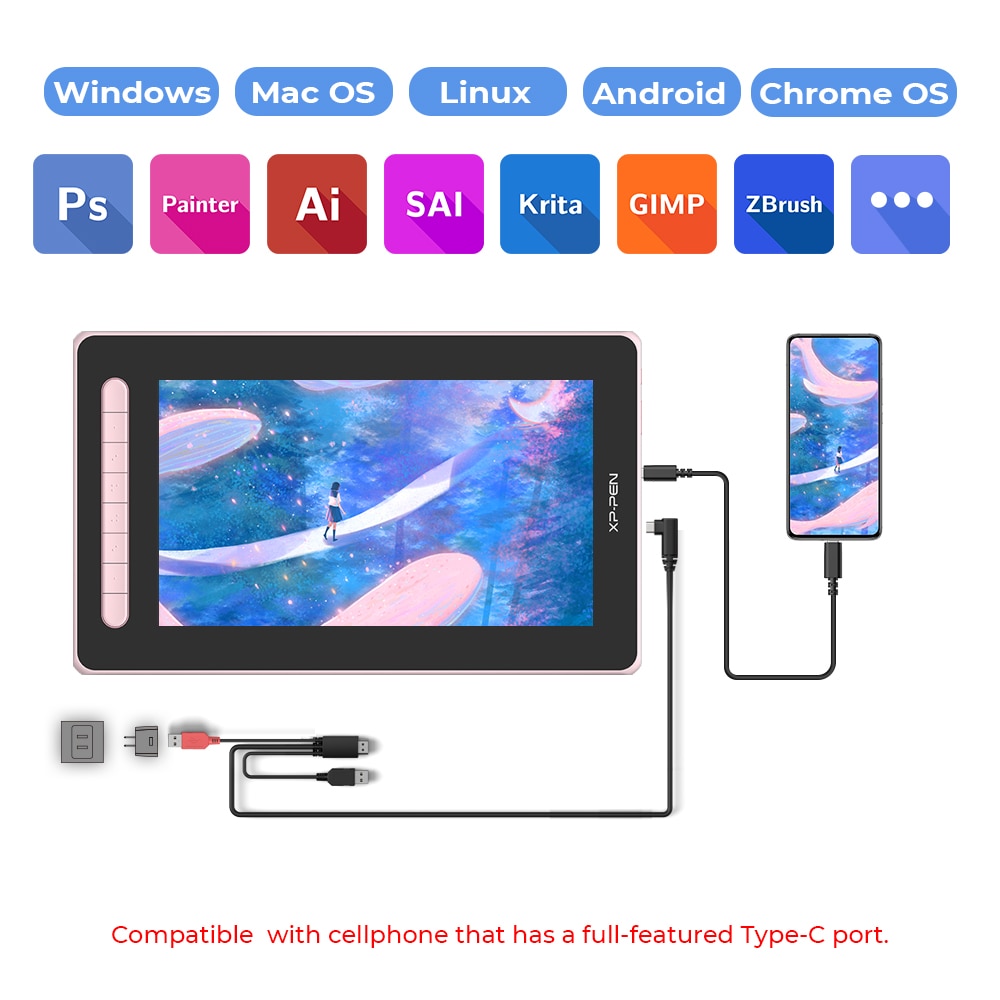 XPPen Artist 12 2nd Gen Graphic Tablet Monitor with 127% sRGB 8 Shortcut Keys 11.9 Inch Pen Display Support Android Windows Mac