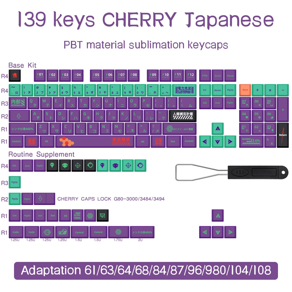 139 keys English Japanese Korean/Russian Cartoon Keycaps Cherry Profile PBT Keycap For GMK Cherry MX Switch Mechanical Keyboard