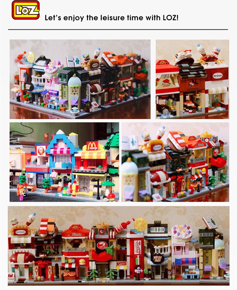 4pcs/set LOZ Street mini Blocks Kids Building Toys Girls Puzzle Holiday Gift 1621-1624 1625-1628 1629-1632 1633-1636 1653-1656