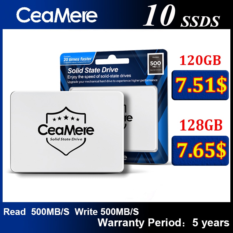10PCS CeaMere Ssd SATA3 128GB 240GB 256GB 480GB 500GB 960GB 1TB Hdd 2.5 Hard Disk Disc 2.5 
