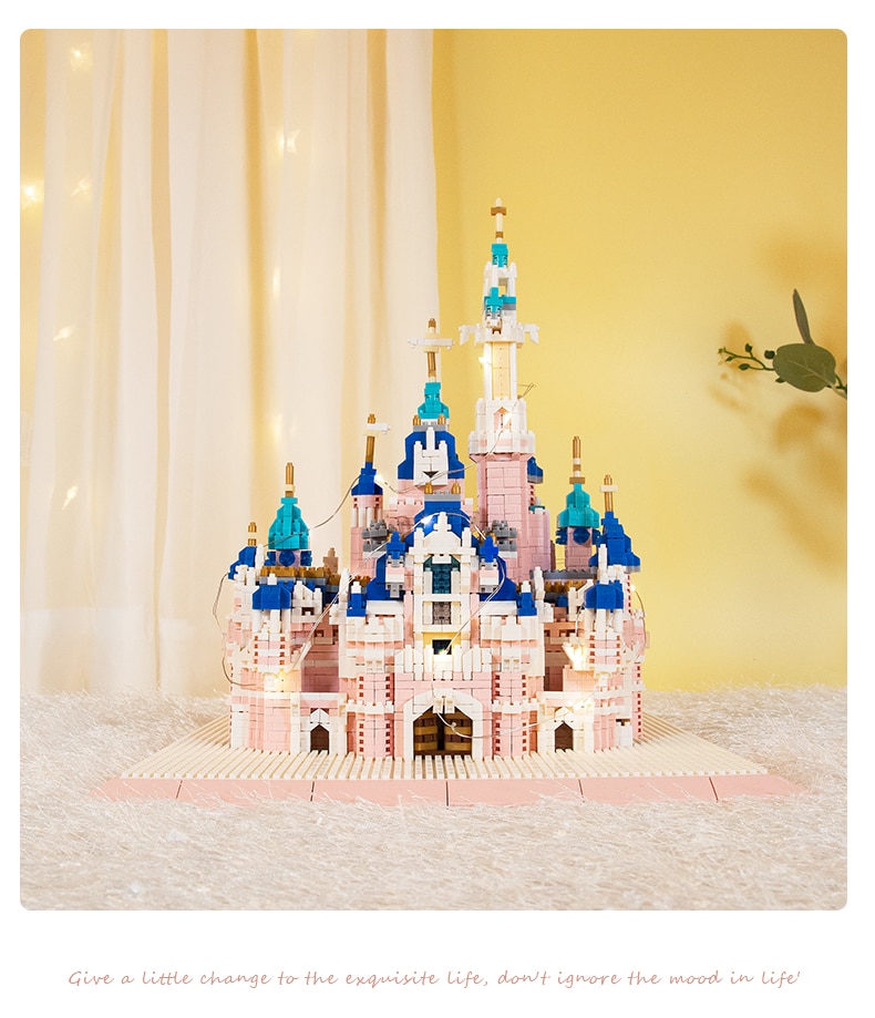 6300PCS Large Castle Building Blocks Pink Series Castle Church Bricks Adult High Difficulty Construction Toys Girls Gift