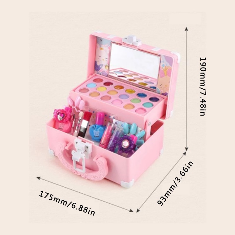Kids Makeup Cosmetics Playing Box Princess Makeup Girl Toy Play Set Lipstick Eye Shadow Safety Nontoxic Toys Kit for Girl