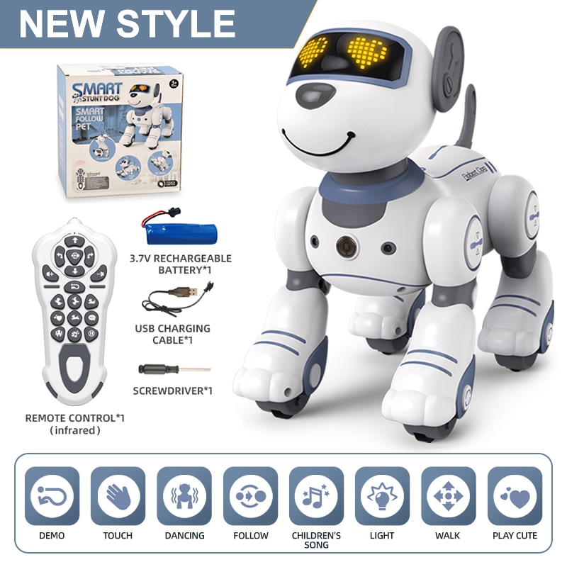 Funny RC Robot Electronic Dog Stunt Dog Voice Command Touch-sense Music Song Robot Dog for Boys Girls Children's Toys 18011