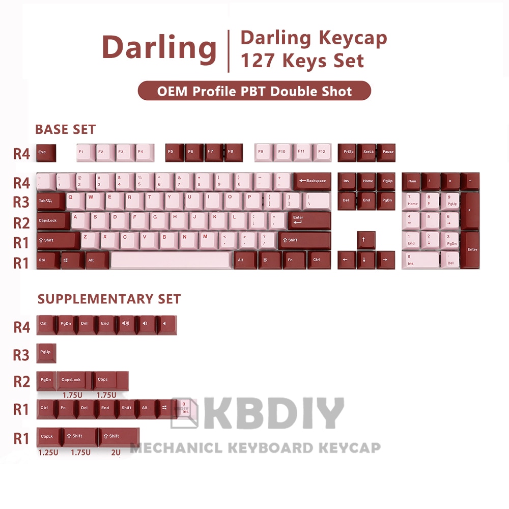 KBDiy GMK Keycap Clone Olivia Arctic Red Blue Samurai Darling Rudy OEM Profile Double Shot PBT Keycaps for Mechanicla Keyboard