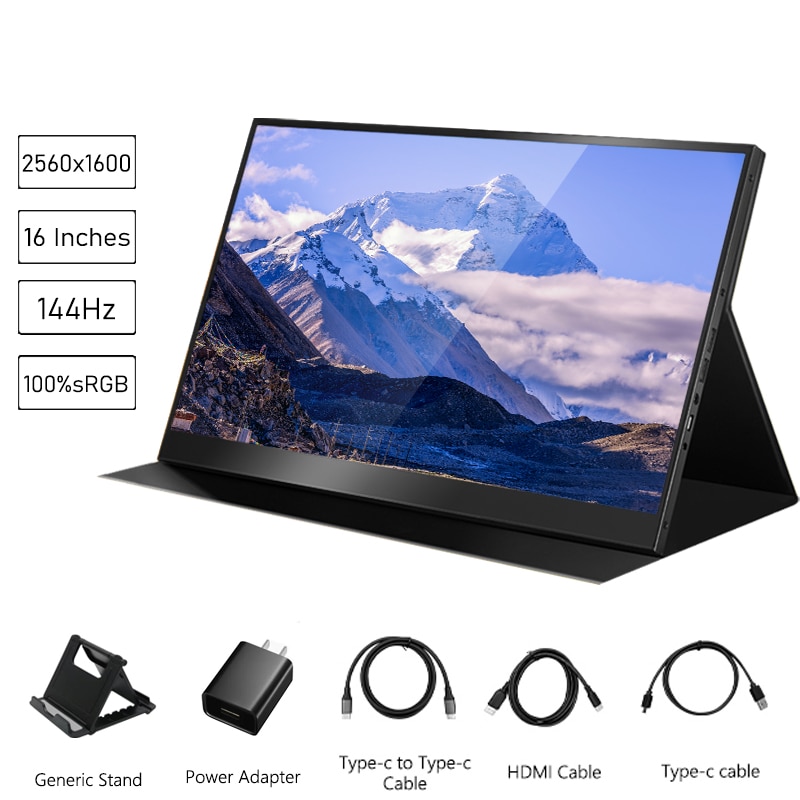 16 Inch 2.5K 144Hz Gaming Portable Monitor Touch LCD USB C HDMI Gamer Secondary Screen Swtich PS5 Smartphone Game PC Computer