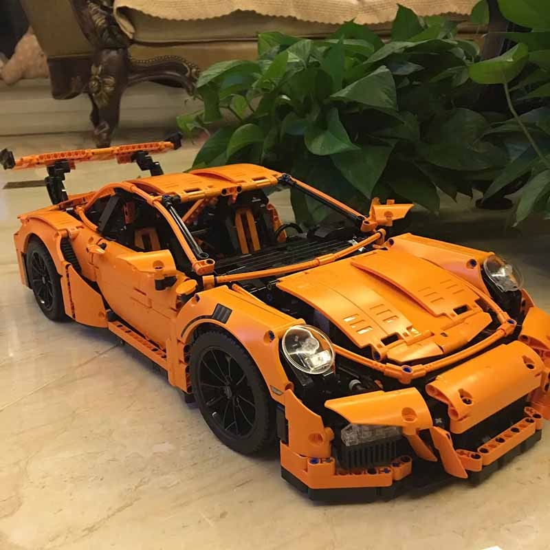 MOC Technical Brick Orange Super SportsCar Model Compatible 42056 Building Blocks Kid Educational Toy Birthdays Gifts Set