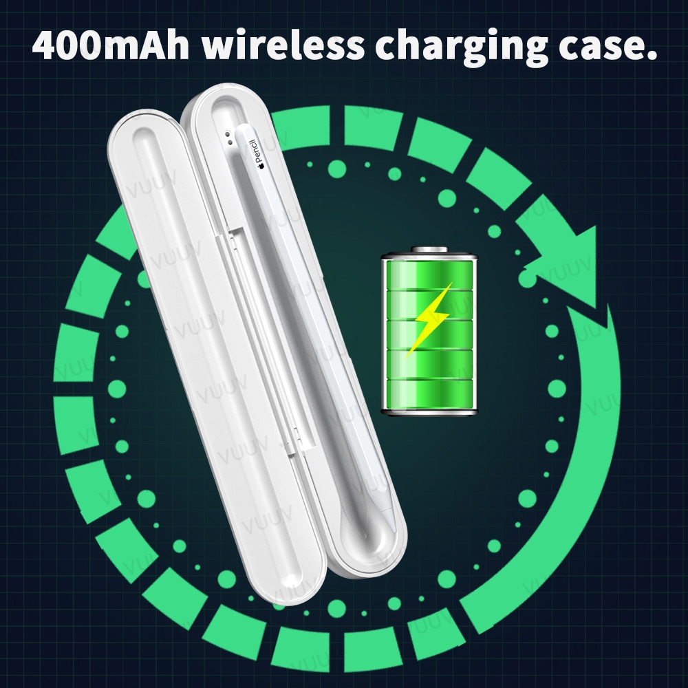 VUUV Pencil Charger For Apple Pencil 2, Charger Case For Apple Pencil 2nd Magnetic Wireless Charging Case With 400mAh Power Bank