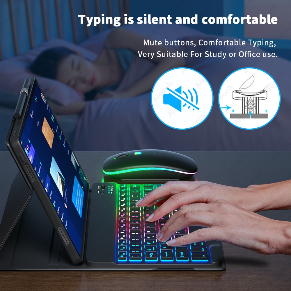 AIEACH Keyboard Case For Lenovo Tab P11 Pro P11 Plus P12 M10 3rd gen Case Bluetooth Keyboard Mouse Cover For Xiaoxin Pad 2022