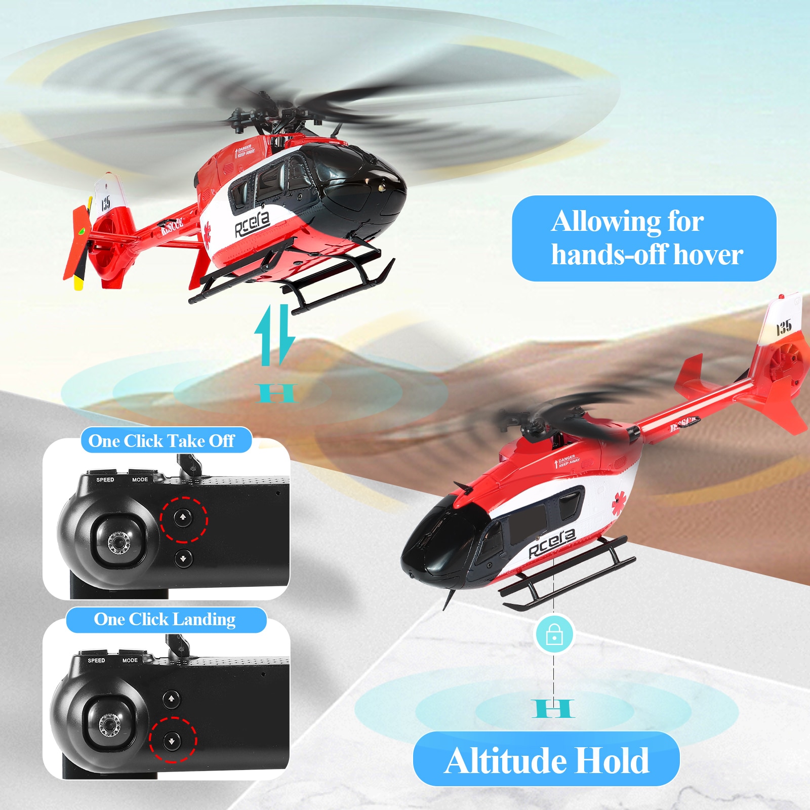 EC-135 Scaled 100 Size 4 Channels Gyro Stabilized RC Helicopter for Adults Professional Beginner Remote Control Hobby Toys - RTF