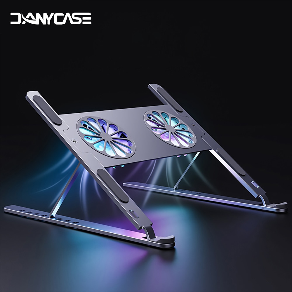 Aluminum Adjustable Laptop Stand For Macbook Computer PC iPad Tablet Support Notebook Stand Cooling Fan Pad Laptop Holder Base