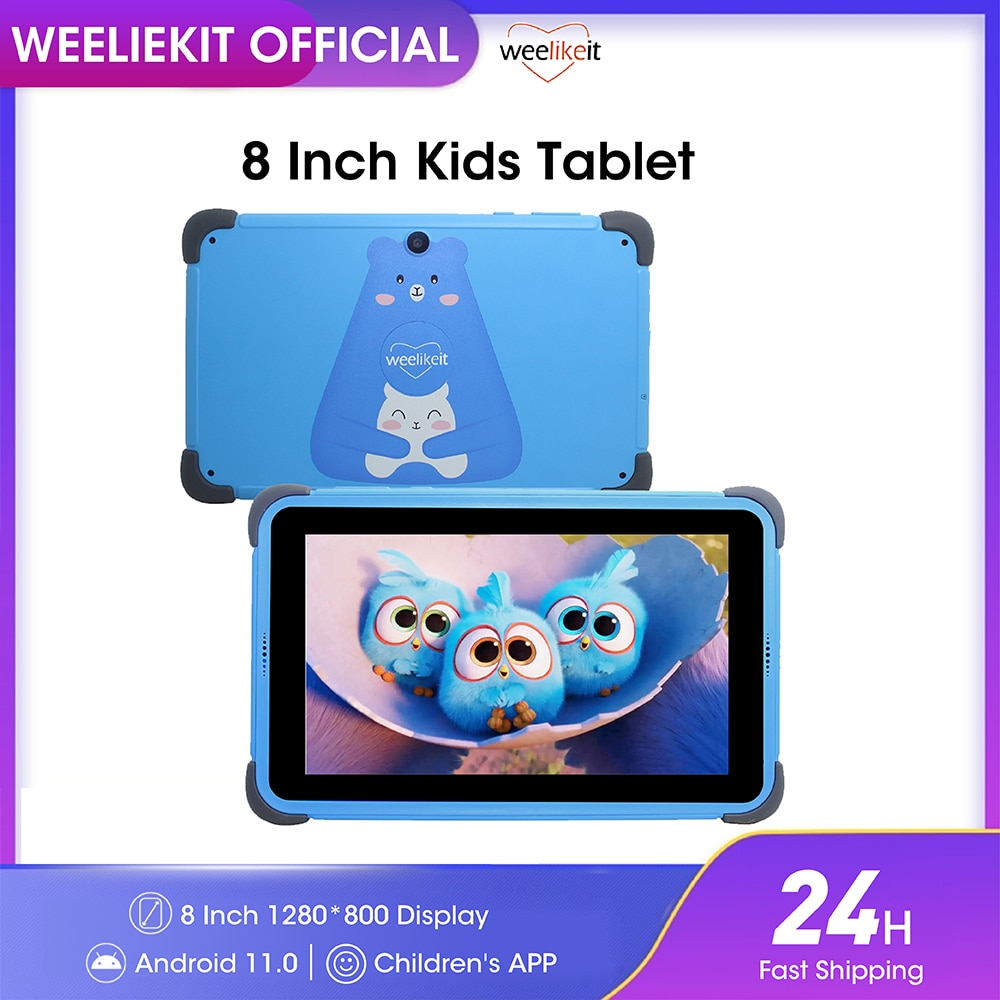 weelikeit 8 Inch Kids Tablet for Child Android 11 1280x800 IPS Children Study Tablet 2GB 32GB Quad Core 4500mAh Wifi6 with Stand