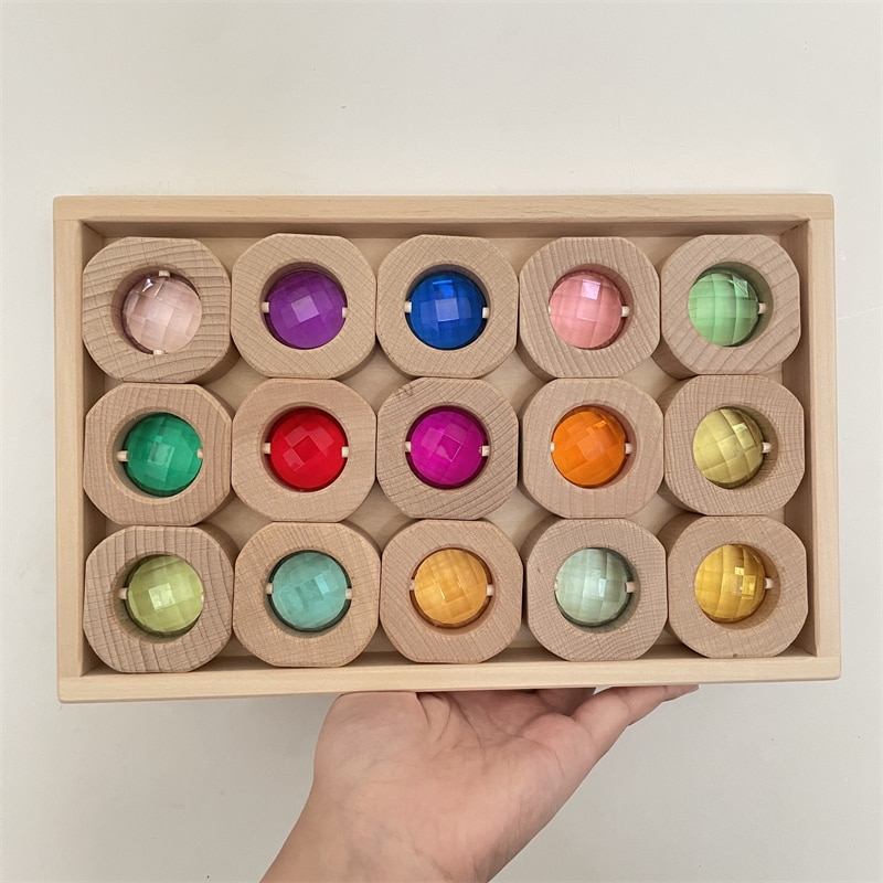 Acrylic Cubes Blocks Gem Blocks Kids Learning Color Light & Shadow Transmission Stacking Toys Baby Montessori Educational Toys