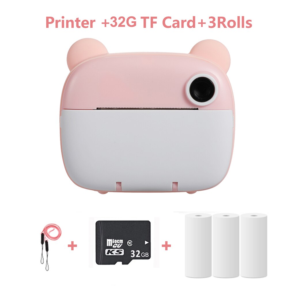 Children's Instant Print Camera Thermal Printing Photo Printer with Thermal Paper Roll Kid's Digital Camera Video Birthday Gift