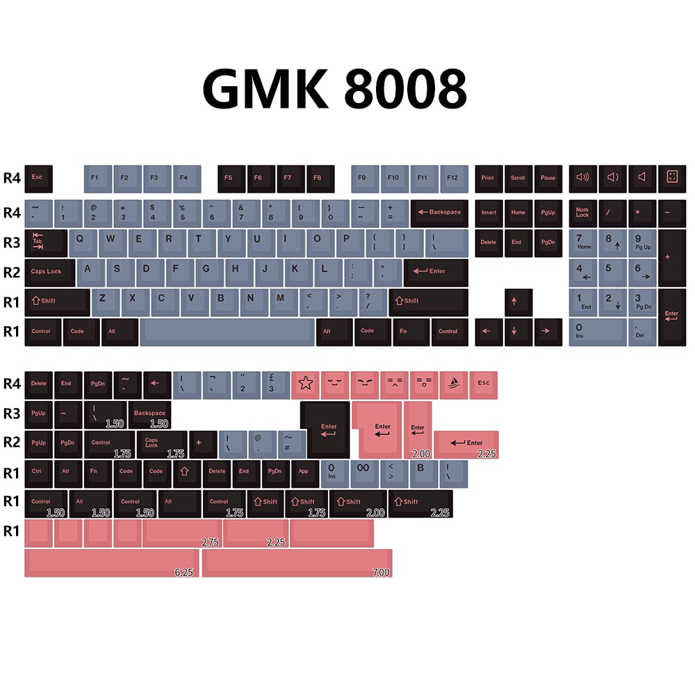 KBDiy GMK Keycap Clone Arctic Red Samurai 8008 WOB Rome Circus Cherry Profile MX Double Shot ABS Keycaps for Mechanicla Keyboard