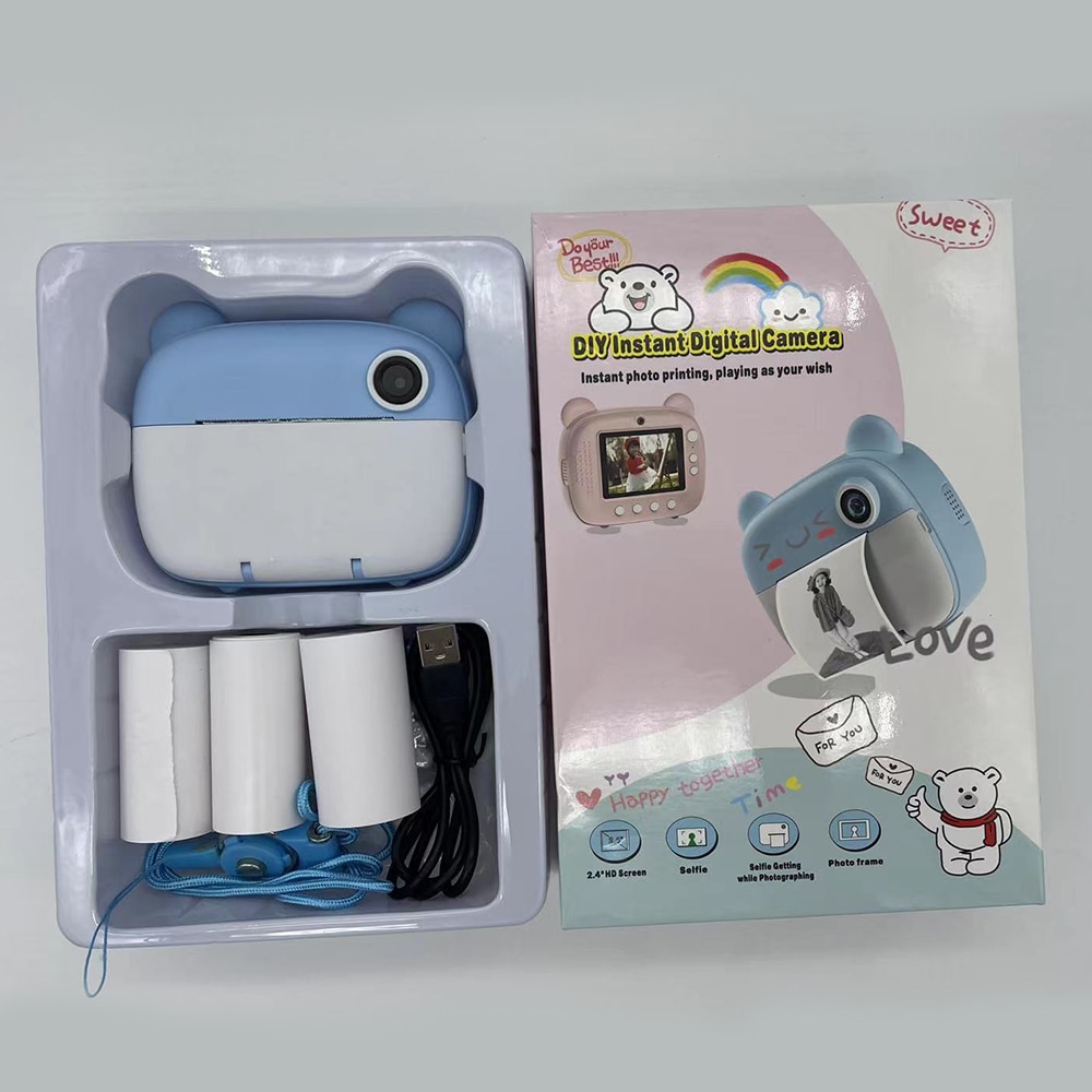 Children's Instant Print Camera Thermal Printing Photo Printer with Thermal Paper Roll Kid's Digital Camera Video Birthday Gift