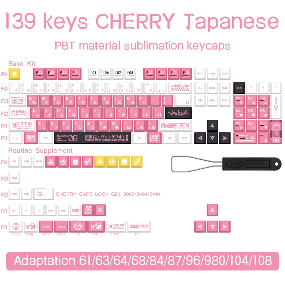 139 keys English Japanese Korean/Russian Cartoon Keycaps Cherry Profile PBT Keycap For GMK Cherry MX Switch Mechanical Keyboard