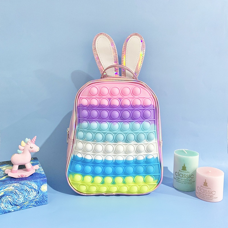 Pop Backpack for Children Girls Push Bubbles Bag Antistress Toys for Kids Student Simple Dimple Crossbody Bags School Backpack