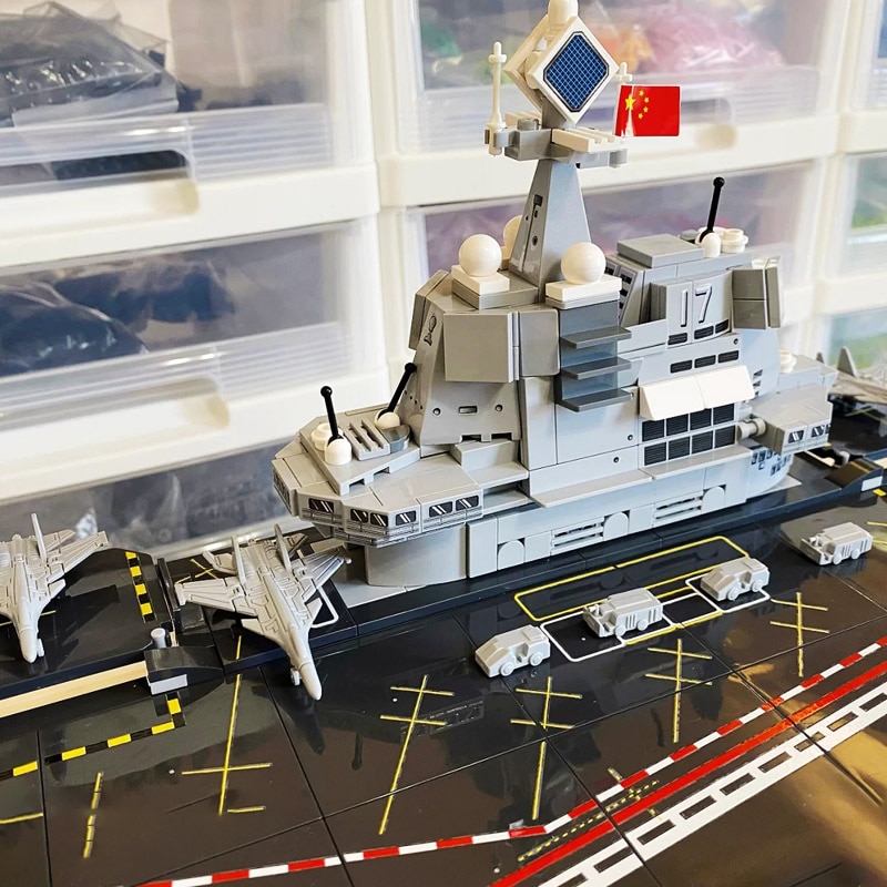 Sembo Block ShanDong Aircraft Carrier With LED Building Blocks Military Battleship Brick Weapon Warship Toys Warcraft Ship Boat