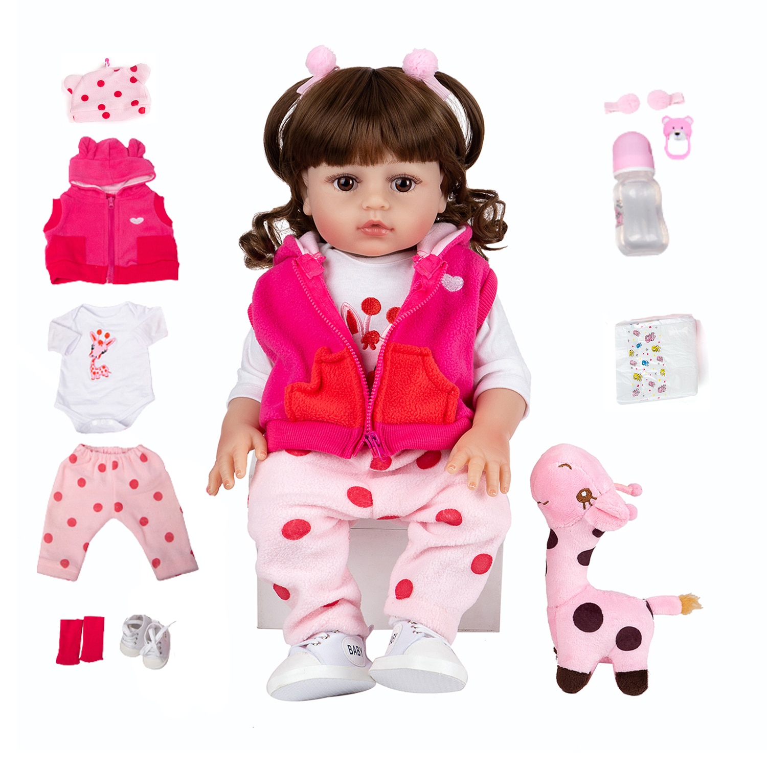 Baby doll Reborn Doll Silicone Body Can Take Bath With Pacifier Magnetic Christmas Gifts For Children Send From Brasi