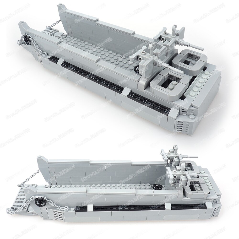 Military US LCVP Landing Craft Building Block WW2 Soldier Figures Weapons Landing Battle Special Army Model Child Gifts Boy Toys