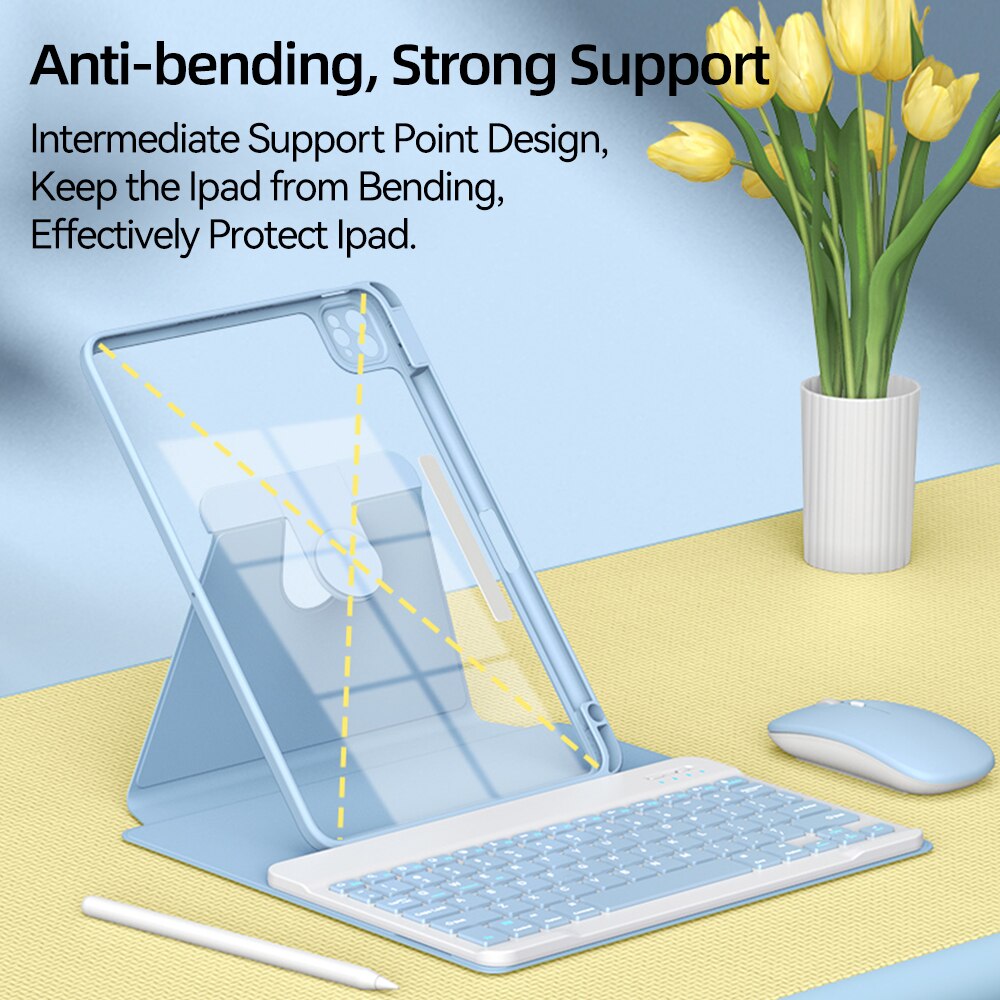For iPad Keyboard Case For iPad 10th Generation Case For iPad 10.2 9/8/7th Air 3 10.5 Pro Air 4 5 10.9 2018 to 2022 Pro 11 Cover