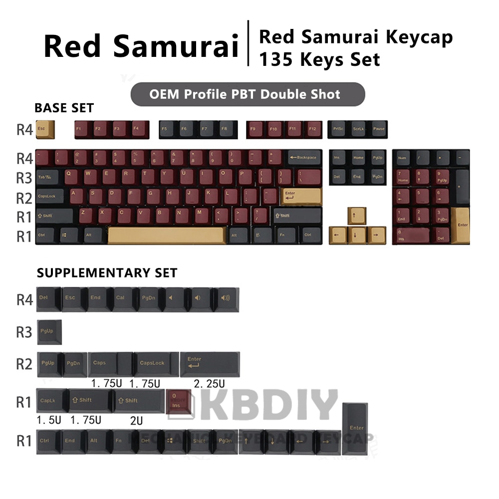 KBDiy GMK Keycap Clone Olivia Arctic Red Blue Samurai Darling Rudy OEM Profile Double Shot PBT Keycaps for Mechanicla Keyboard