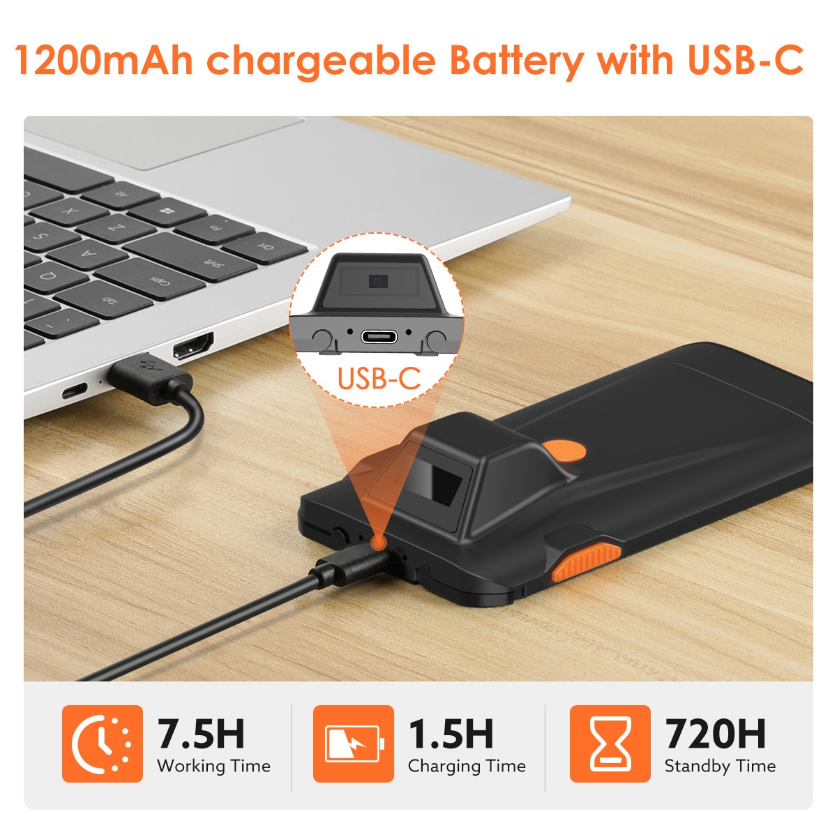 Eyoyo EY-024L1D 2D Back Clip Bluetooth Barcode Scanner Phone Portable Barcode Reader Data Matrix 1D Scanner Windows/Android/ iOS