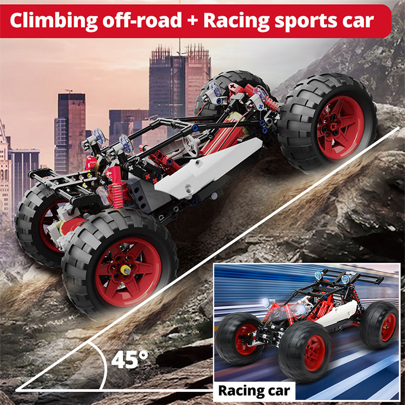 KAIYU 366PCS LED City RC Car MOC Building Blocks APP Remote Control Programming Off-road Vehicle Bricks Toys For Boys