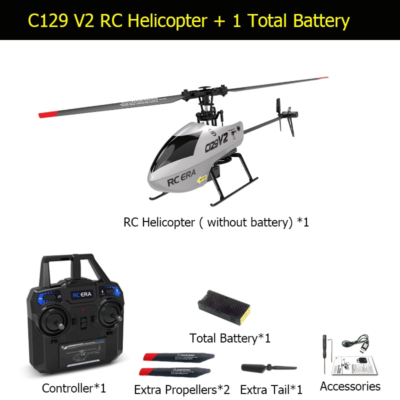 C129V2 2.4GHz RC Helicopter 6-axis Gyroscope PRO Helicopter Single Paddle Without Ailerons Remote Aircraft RC Toy