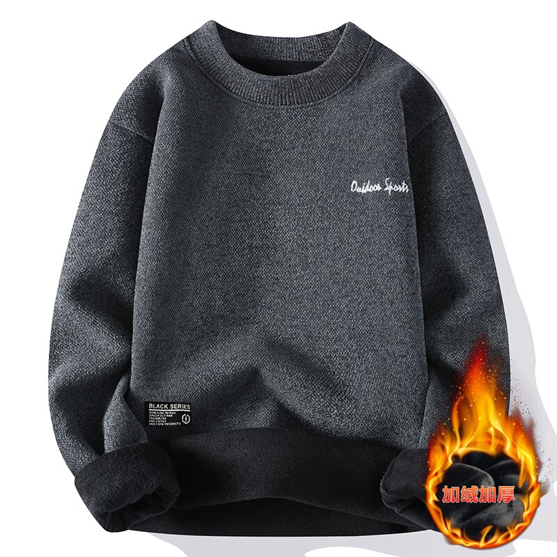 American Retro Designer Warm Soft Sweater Men's Chest Print Pullovers Women Oversize Striped Sleeve Autumn Winter Knit Sweater