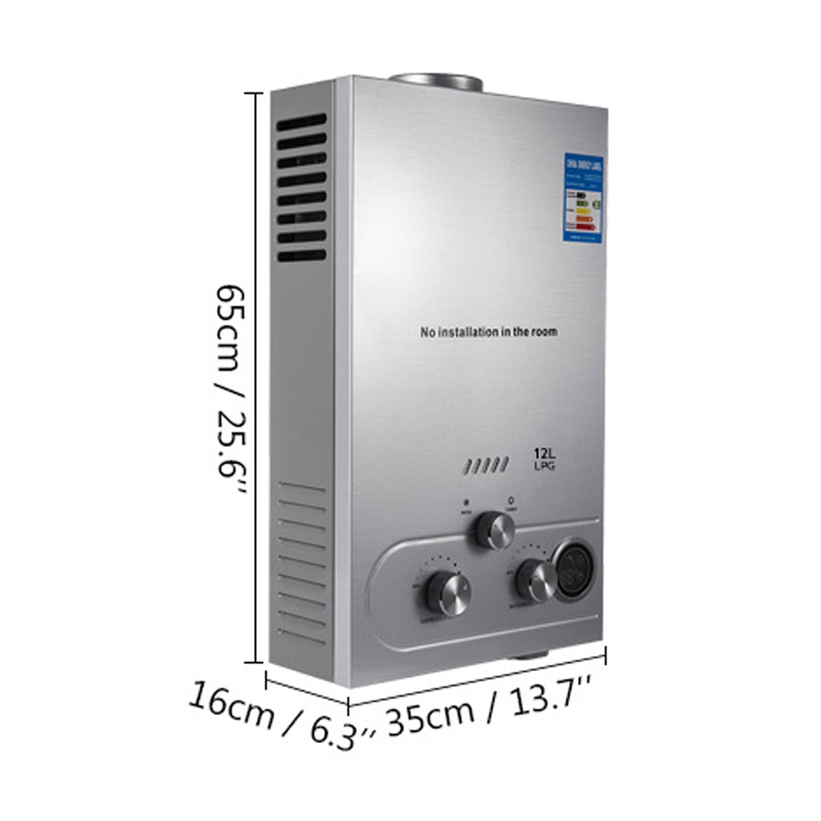 VEVOR 6L/8L/10L/12L/16L/18L LPG Propane Gas Instant Hot Water Heater Boiler Outdoor Stainless Steel