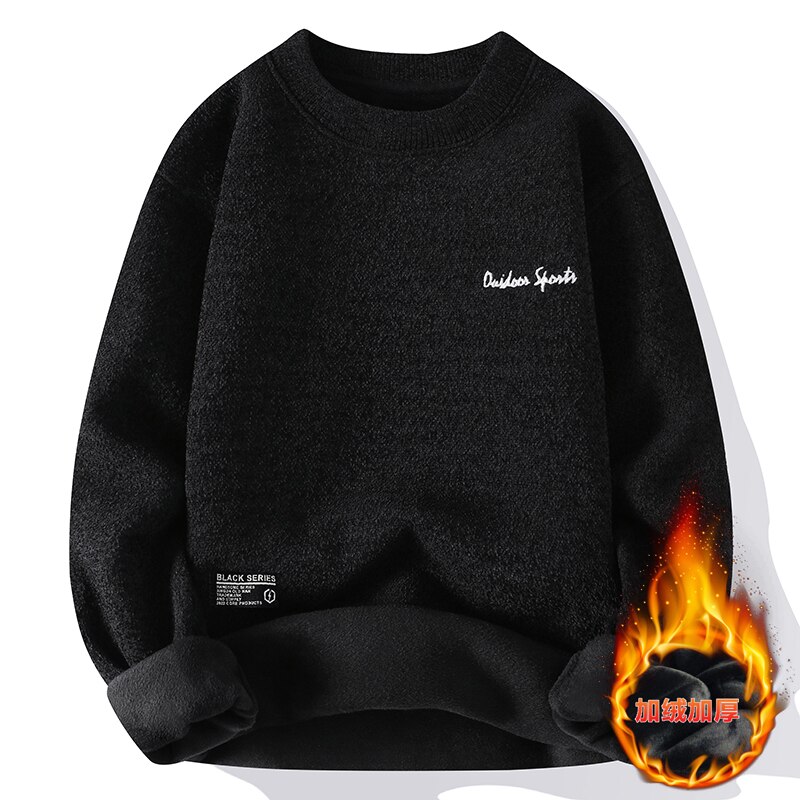 American Retro Designer Warm Soft Sweater Men's Chest Print Pullovers Women Oversize Striped Sleeve Autumn Winter Knit Sweater