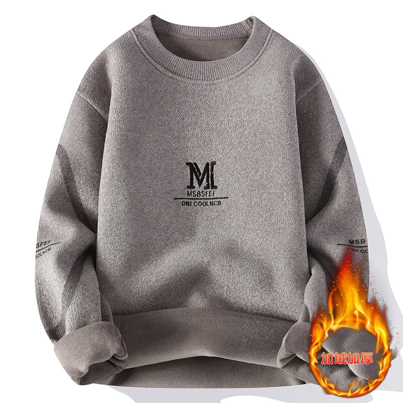 American Retro Designer Warm Soft Sweater Men's Chest Print Pullovers Women Oversize Striped Sleeve Autumn Winter Knit Sweater