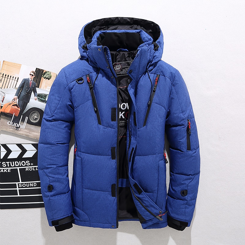 High Quality Overcoat Fashion Down Jacket Men Winter Warm Men Jacket Coat White Duck Down Parka Thick Puffer Stand Thick Hat