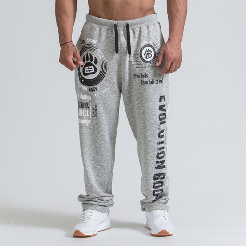 Autumn New Gray Running Jogging Casual Pants Men's Cotton Soft Bodybuilding Sports Harlem Pants Gym Fitness Loose Training Pants