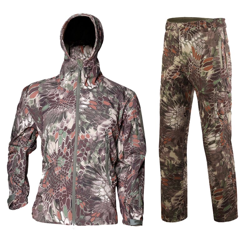 Camouflage Suit Shark Skin Outdoor Hunting Camping Waterproof Windproof Polyester Coats Jacket Hoody TAD Softshell Jacket+pants