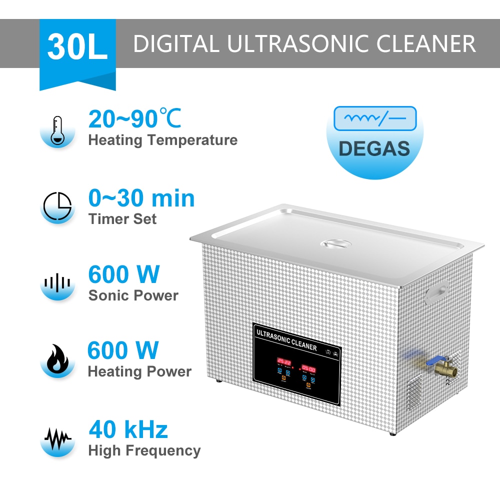 2L 3L 4L 6L 10L 15L 22L 30L Digital Ultrasonic Bath 600W Heater Timer Degas Clean Basket Ultrasound Cleaner Cleaning Tool