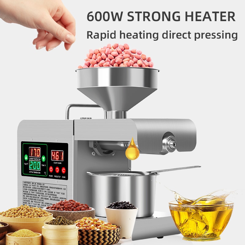 Intelligent Oil Press Automatic Household Stainless Steel Hot Cold Oil Extraction Machine Temperature Control Sesame Oil Peanut