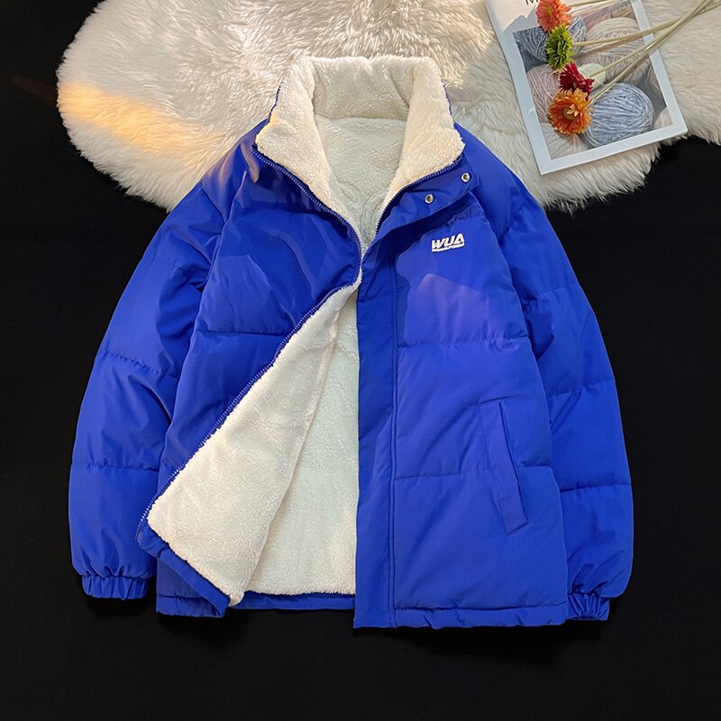 Parka Fleece Thicken Two Sided Jacket Winter Keep Warm Men&Women Clothing Korean Fashion Streetwear Casual Loose Man Cotton Coat