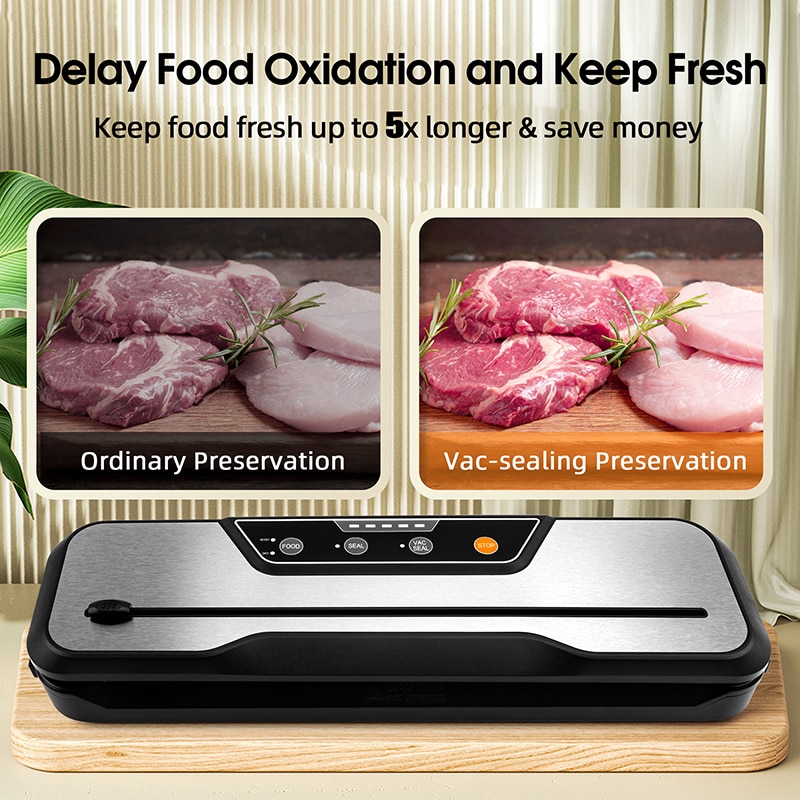 YUMYTH Household Vacuum Sealer Packaging Machine Sous Vide Built-in Cutter Vacuum Packaging Packer Vacuum Bags Food Storage T299