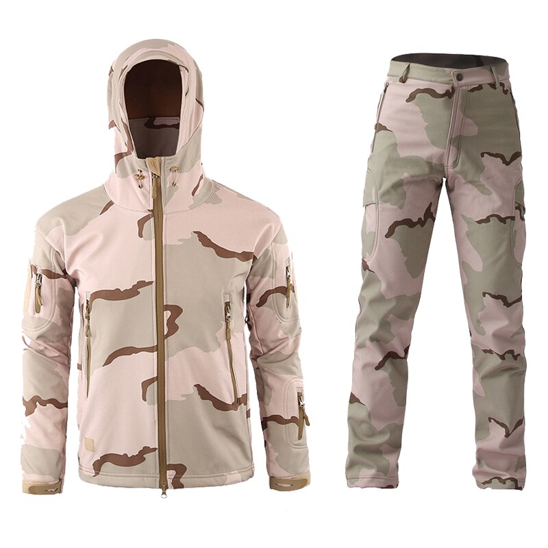 Camouflage Suit Shark Skin Outdoor Hunting Camping Waterproof Windproof Polyester Coats Jacket Hoody TAD Softshell Jacket+pants