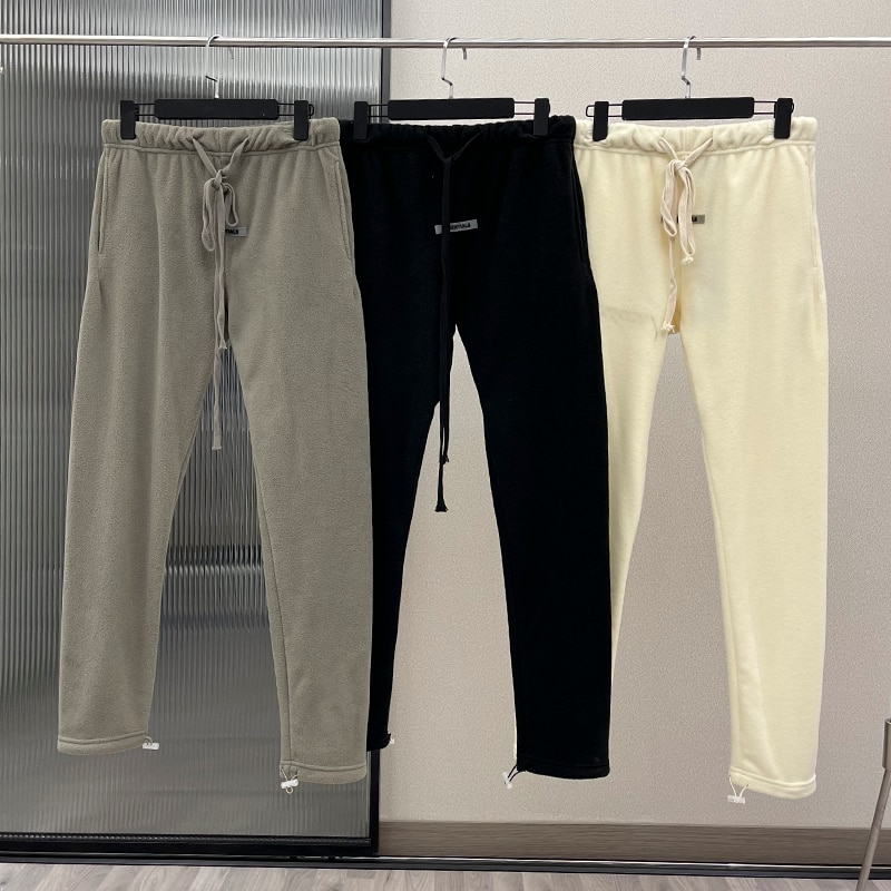 ESSENTIALS Polar Fleece Double line Sweatpants Men and Women Hip Hop Loose Drawstring Pants High Street Unisex Casual Trousers