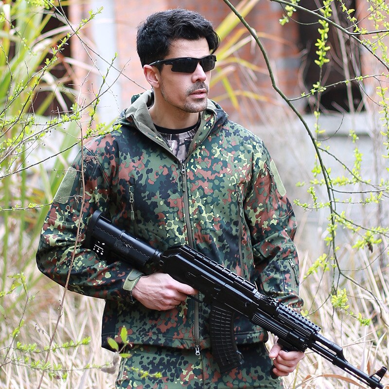 Camouflage Suit Shark Skin Outdoor Hunting Camping Waterproof Windproof Polyester Coats Jacket Hoody TAD Softshell Jacket+pants