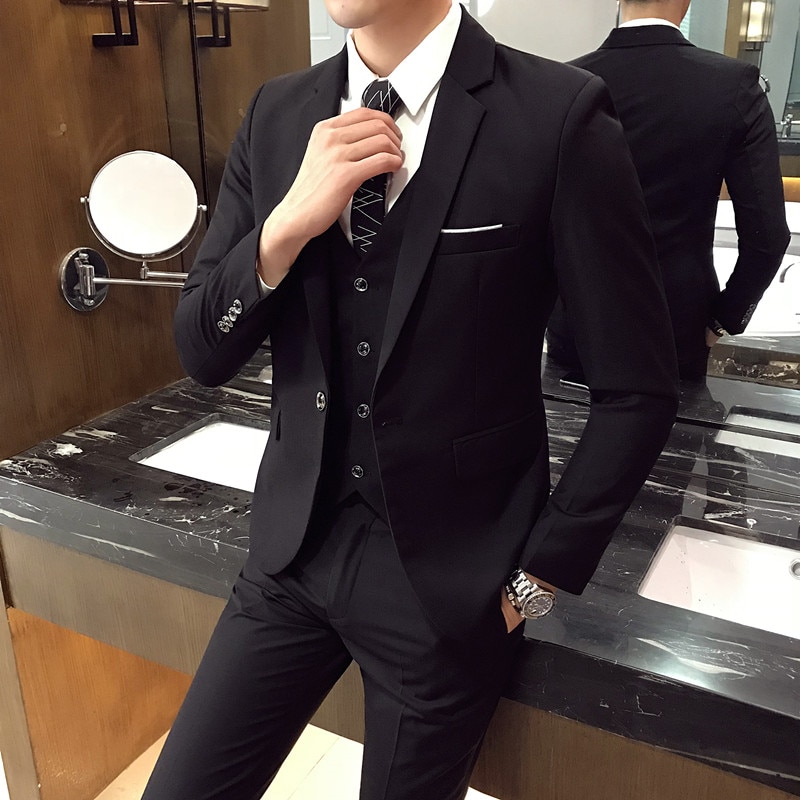 Blazers Pants Vest 3 Pieces Sets / Fashion Men's Casual Boutique Business Wedding Groomsmen Suit Jacket Coat Trousers Waistcoat