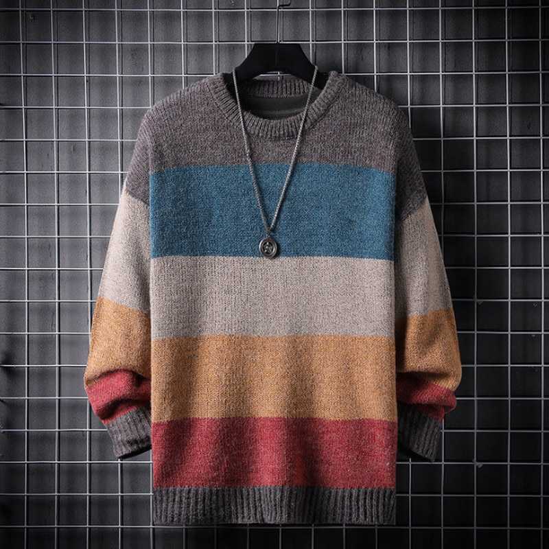 2021 Sweater Men Harajuku Knitted  Pullover Hip Hop Streetwear Cartoon Bear Sweater O-neck Oversize Casual Couple Male Sweaters