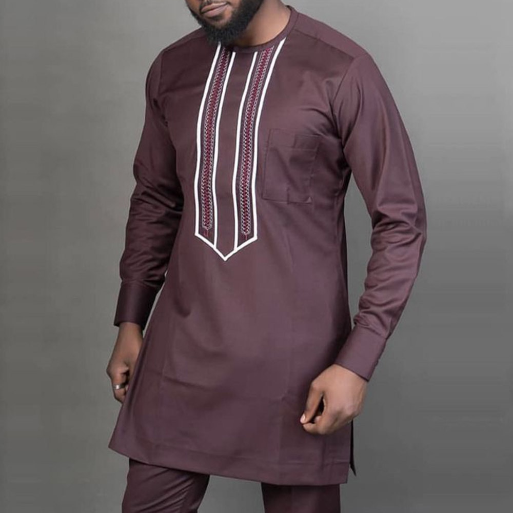 Embroidery African Men's Fashion Casual Two-piece Suit Dashiki Mens Wear Kaftan African Men Shirt And Down Traditional Outfit