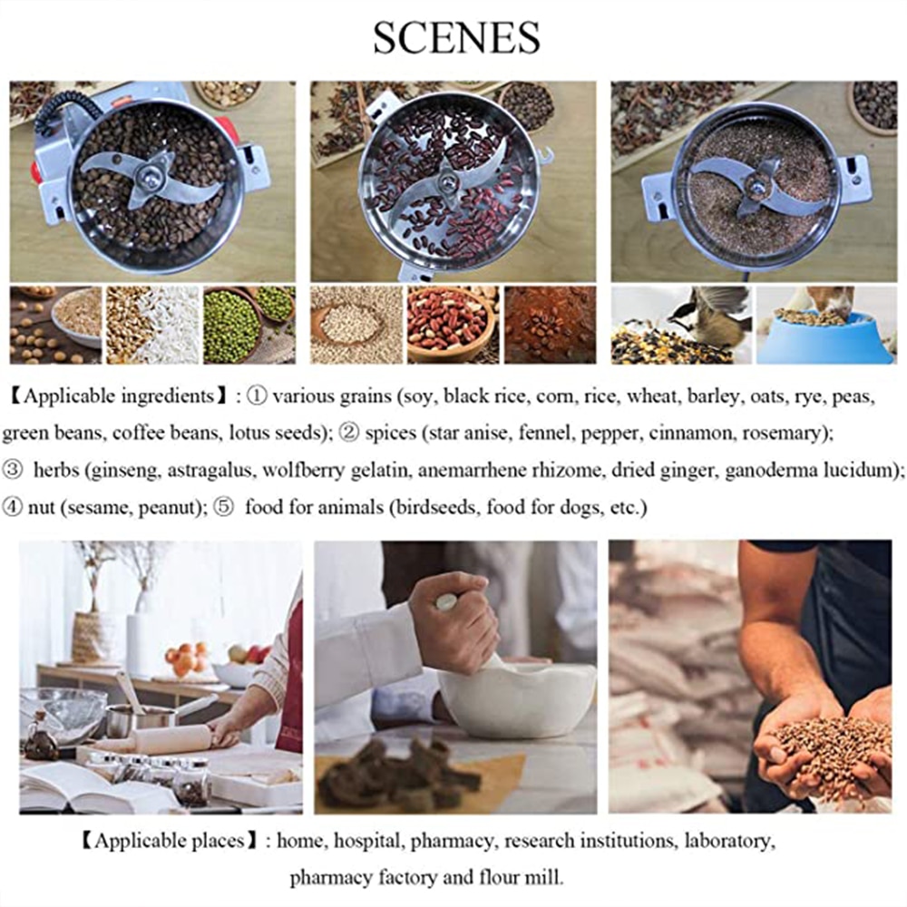 800g Spice Grinder Herbal Coffee Grinder Machine Food Crusher Grinder Mill Wheat Flour Dry Food Grinder Electric Coffee Grinder