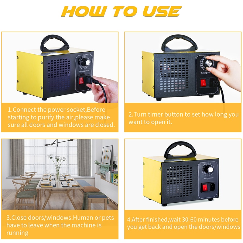 ATWFS Ozone Generator 220v 60g/48g Air Purifier Ozonator home Ozon Cleaner Remove Odor O3 Ozonizador